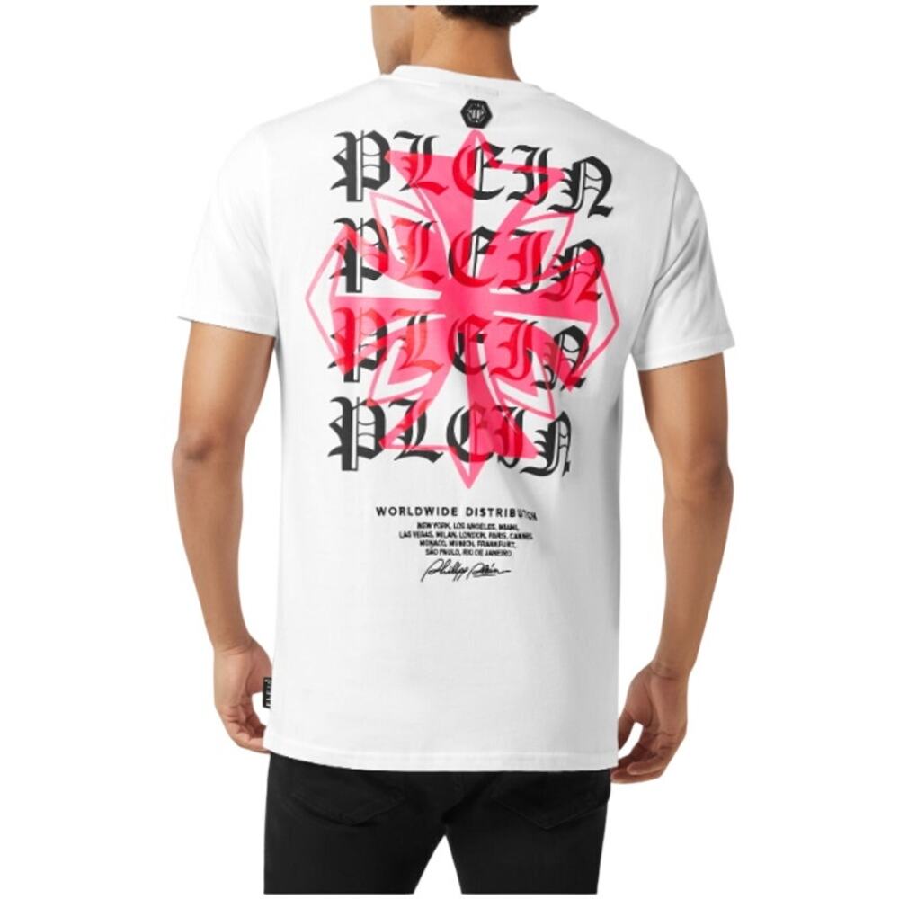 Philipp Plein Men's White Worldwide Puffy Crest Round Neck T-shirt Size XXL